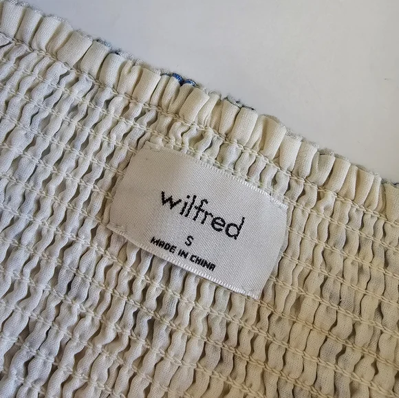 Aritzia Wilfred S Linen Smocked Fatale Vase Blouse Floral Print Women's Top - Picture 4 of 6